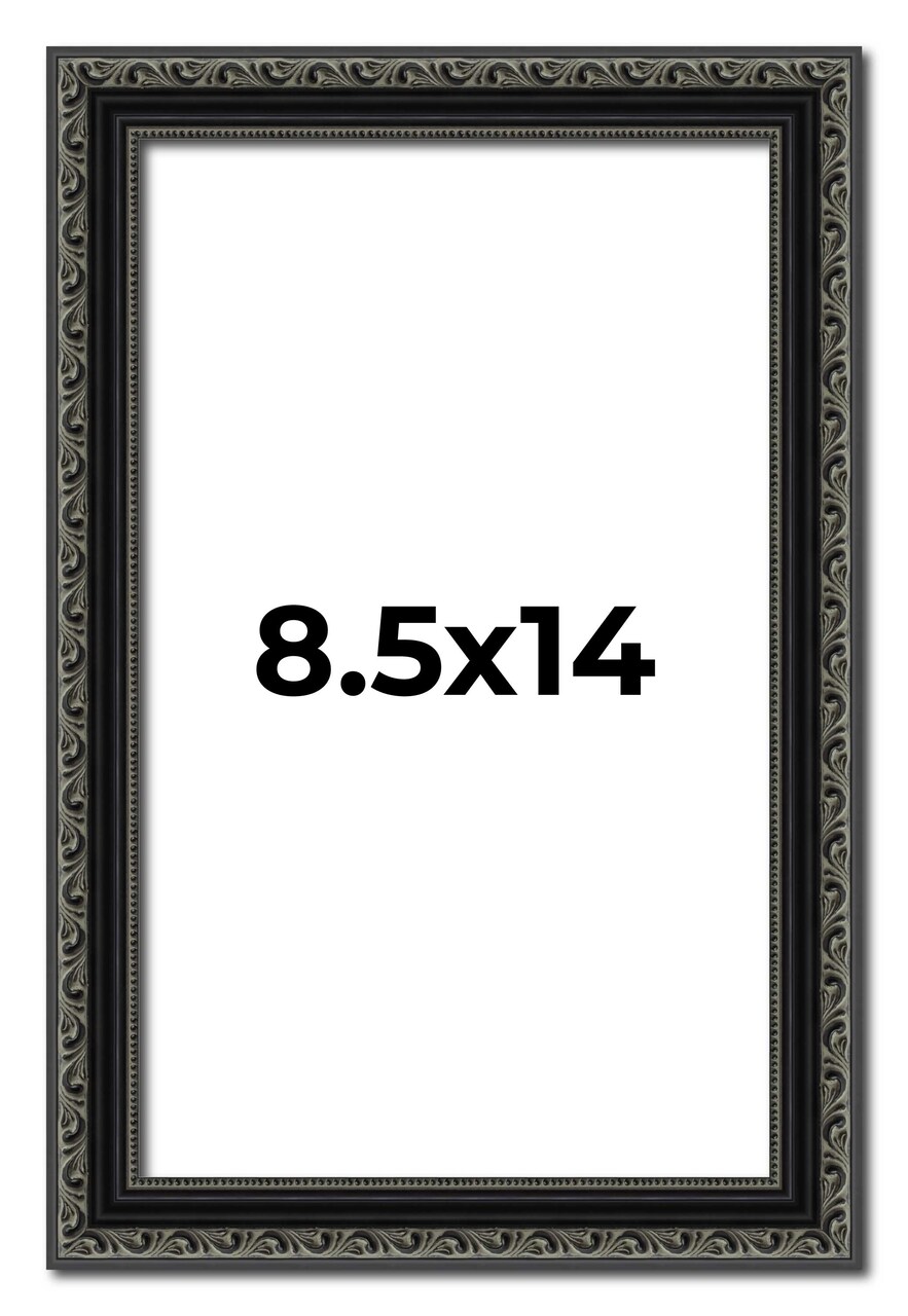 Photo Size Antique Black Picture Frame - UV Acrylic, Foam Board Backing, Hanging Hardware